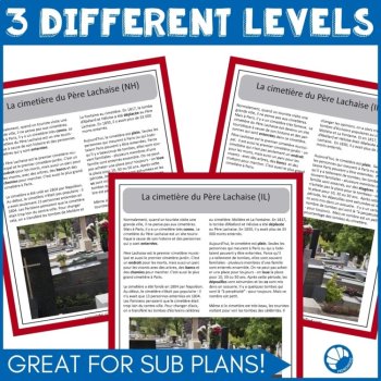 Beginning/Intermediate French reading Comprehension activity Pere Lachaise, image 4