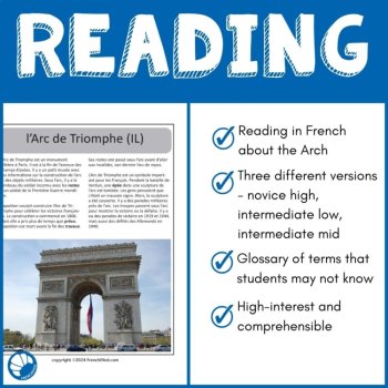 French Language Reading Passage and Questions about the Paris Arc de Triomphe, image 3