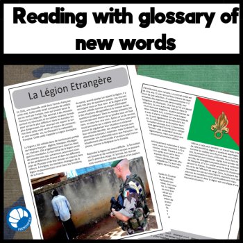 Core French Reading Comprehension Activity on the French Foreign Legion military, image 2