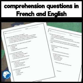 Core French Reading Comprehension Activity on the French Foreign Legion military, image 3