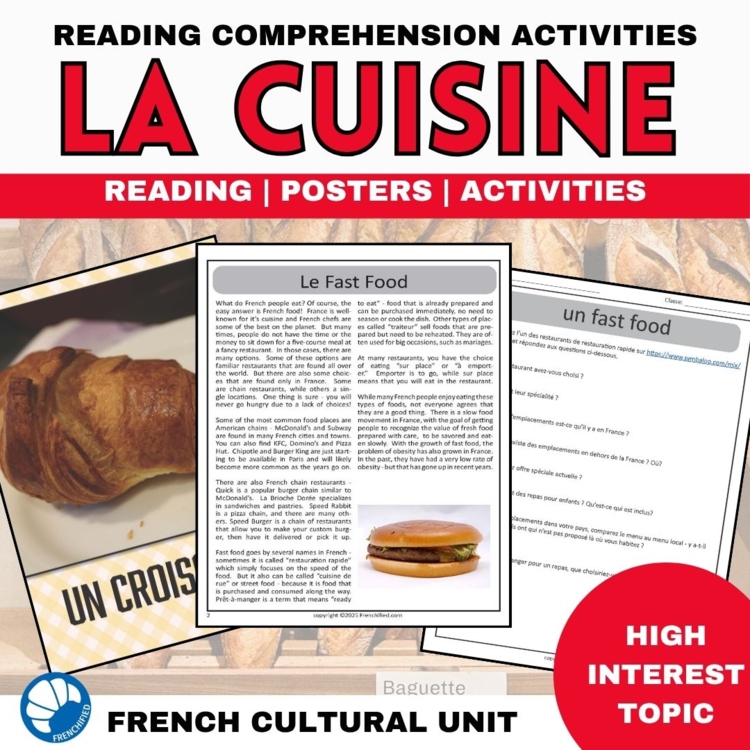 French reading comprehension French food vocabulary activities and culture