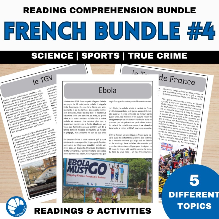 French Topics for French 4 | 5 Reading Comprehension Activities for AP French