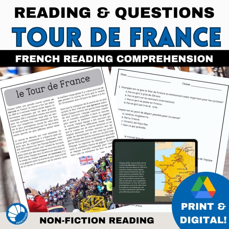 Tour de France Reading Comprehension French Language Activity and Questions