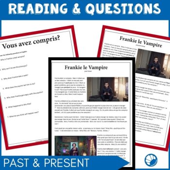 French Halloween reading comprehension activity Frankie Le Vampire, image 2