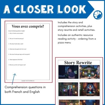 French Halloween reading comprehension activity Frankie Le Vampire, image 4