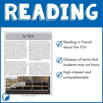 French Reading Comprehension Activity About the TGV Train in France, image 2