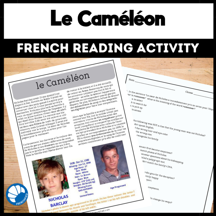 French True Crime Reading Comprehension | The Chameleon