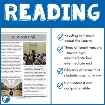 French Reading Comprehension Activity Louvre Museum Paris Culture Worksheet, image 2