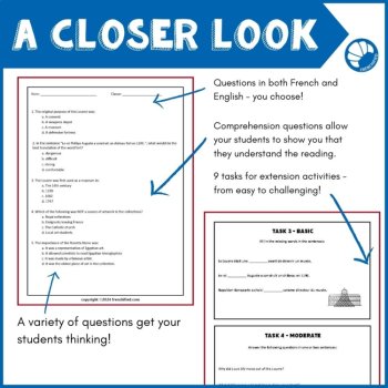French Reading Comprehension Activity Louvre Museum Paris Culture Worksheet, image 4