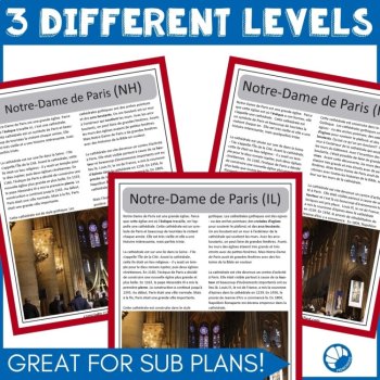 French Notre Dame Reading Passage Comprehension Paris Activity Sub Plans, image 2