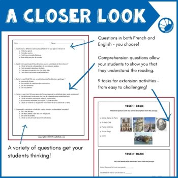French Notre Dame Reading Passage Comprehension Paris Activity Sub Plans, image 4
