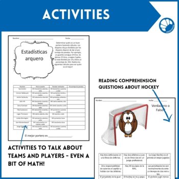 Spanish reading comprehension & activities el Hockey Spanish sports, image 4