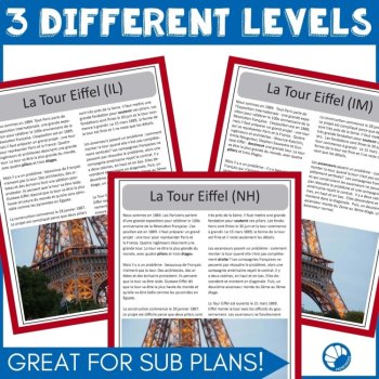 French novice level reading comprehension activity Paris Eiffel Tower, image 2
