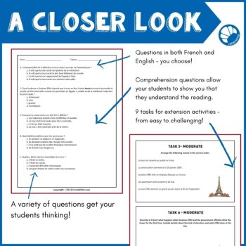 French novice level reading comprehension activity Paris Eiffel Tower, image 4