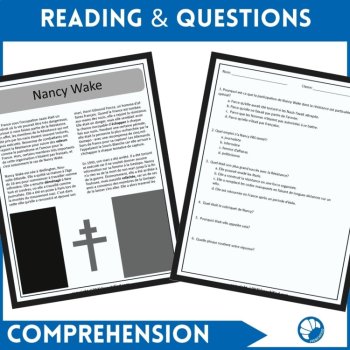 French Reading Comprehension Nancy Wake French Resistance World War II, image 2