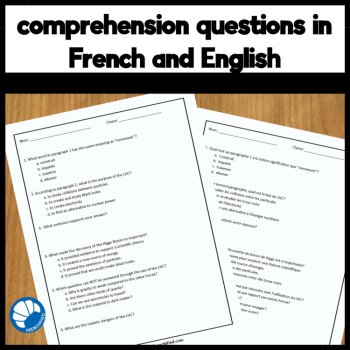 French science reading comprehension activity & questions Large Hadron Collider, image 3