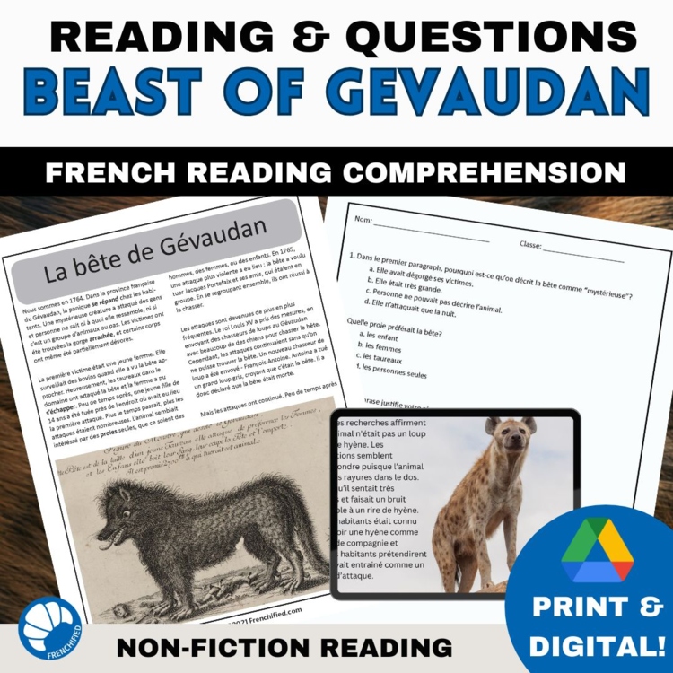 Intermediate French reading comprehension and answers Beast of Gevaudan