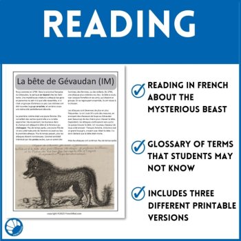 Intermediate French reading comprehension and answers Beast of Gevaudan, image 3