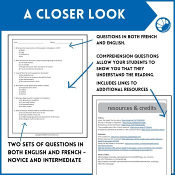 Intermediate French reading comprehension and answers Beast of Gevaudan, image 4