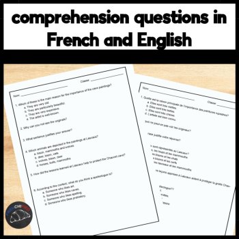 French Reading Comprehension activity Prehistoric Art Cave Paintings Lascaux, image 3