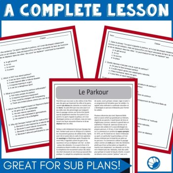 French reading comprehension activity and questions the sport of Parkour, image 2