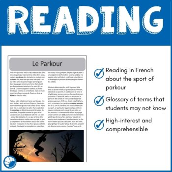 French reading comprehension activity and questions the sport of Parkour, image 3