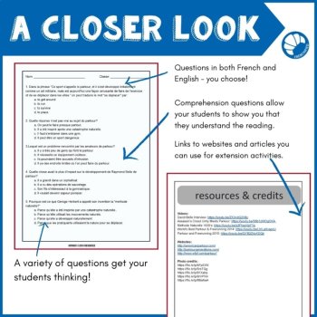 French reading comprehension activity and questions the sport of Parkour, image 4