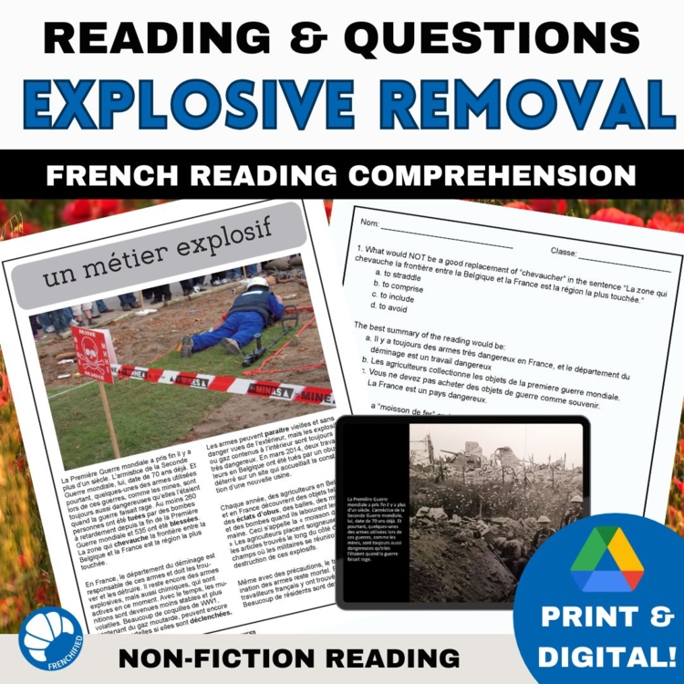 Intermediate French reading comprehension and answers explosive removal