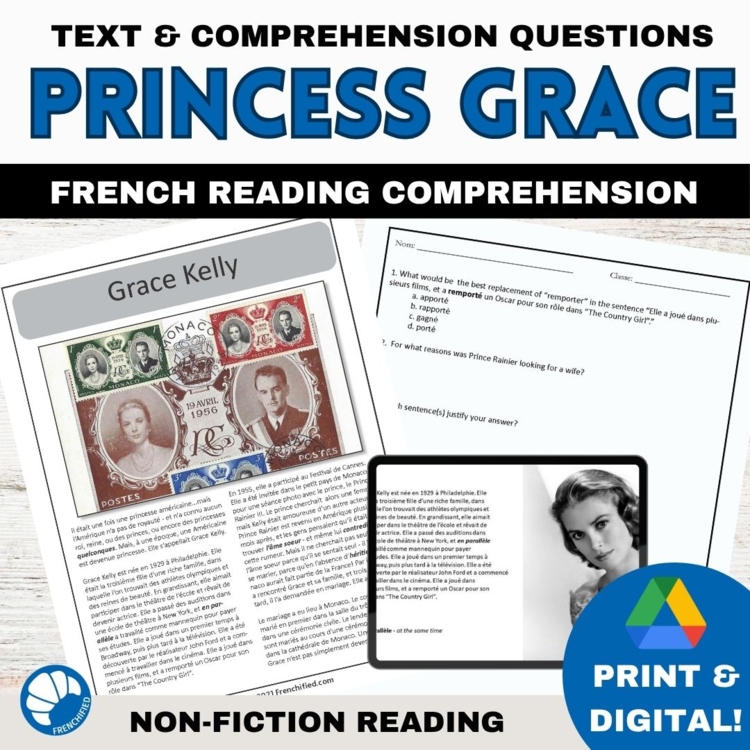 French Reading Comprehension Biography of Princess Grace of Monaco