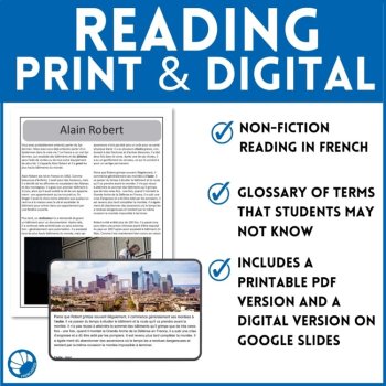 Intermediate French reading comprehension and answers climber Alain Robert, image 3