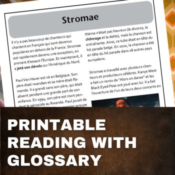 French reading comprehension activity culture musique sub plans STROMAE, image 2