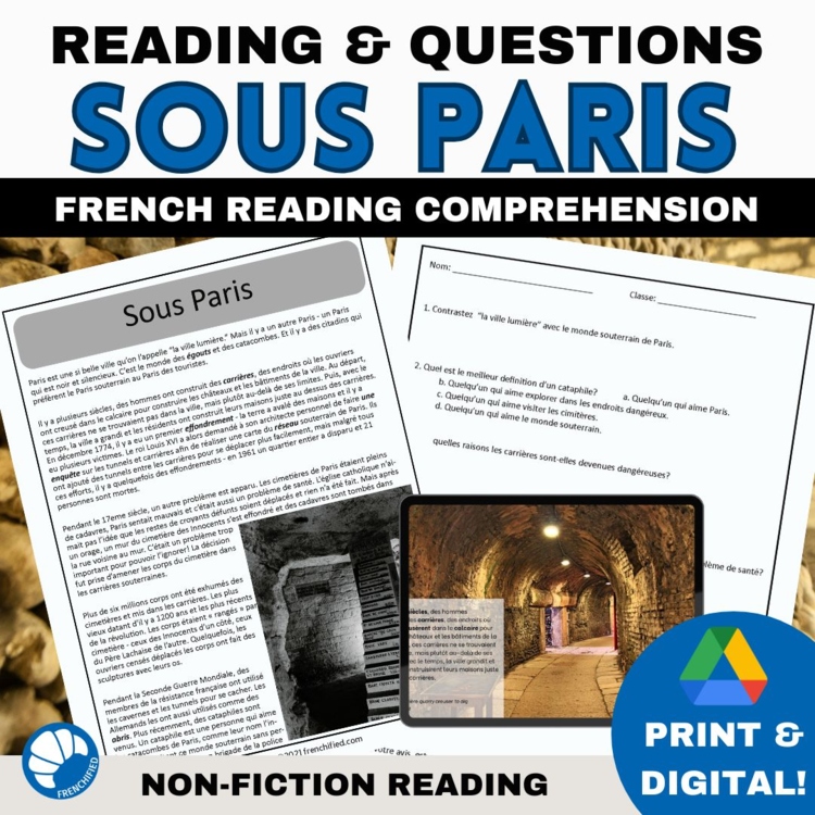 French reading comprehension and answers Sous Paris Under Paris Catacombs