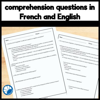 French reading comprehension activity and answers cave homes French houses, image 3