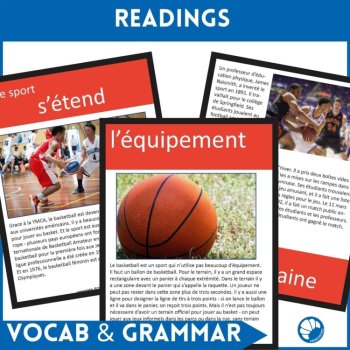 Basketball French sports reading comprehension & activity unit worksheets, image 2