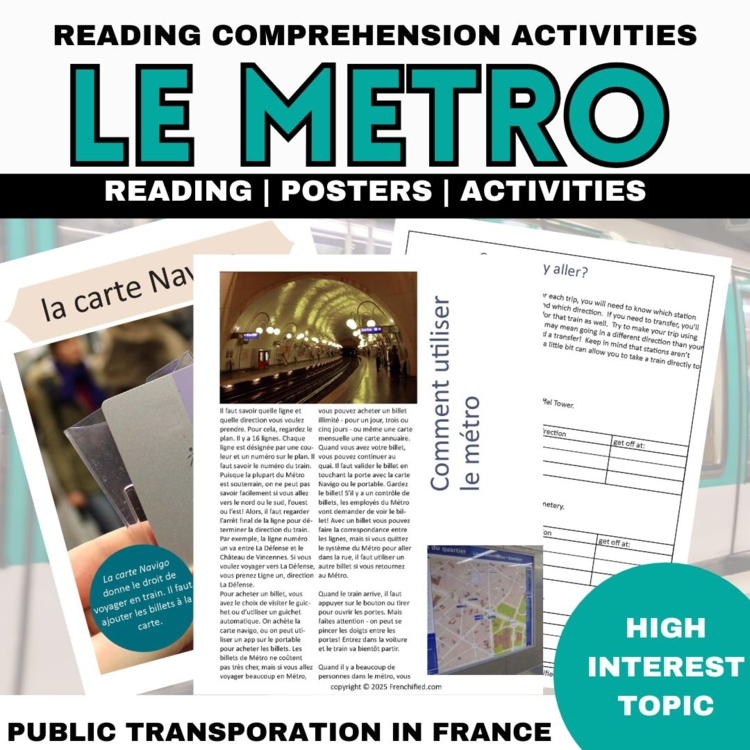 Paris Metro French culture transportation unit vocabulary reading activities