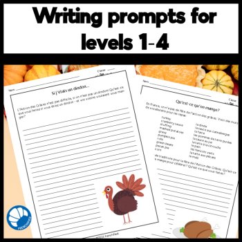 Action de Grace French writing prompts for Thanksgiving activity, image 2