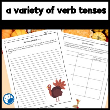 Action de Grace French writing prompts for Thanksgiving activity, image 4