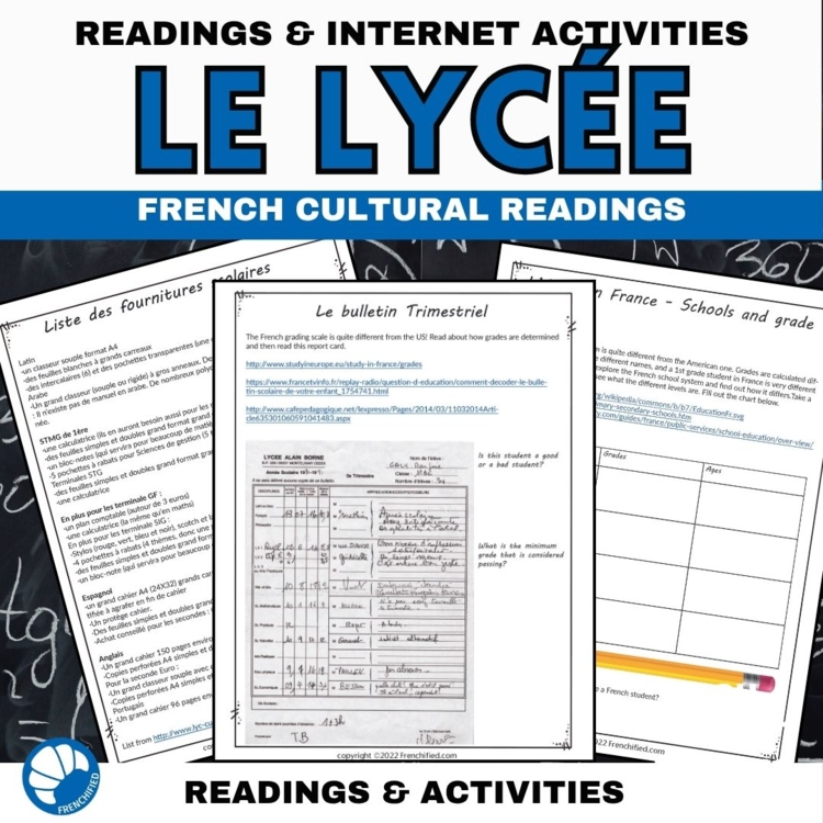 France School Culture Worksheets French Reading Activities about Le Lycée