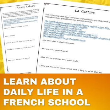 France School Culture Worksheets French Reading Activities about Le Lycée, image 3