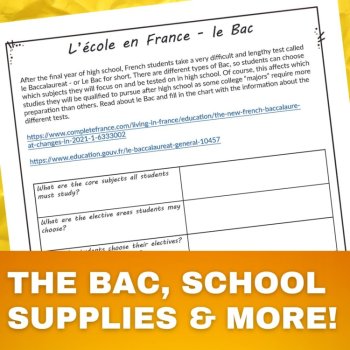 France School Culture Worksheets French Reading Activities about Le Lycée, image 4