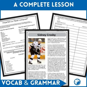 Intermediate French past tense reading Imparfait/Passé Composé Sidney Crosby, image 2