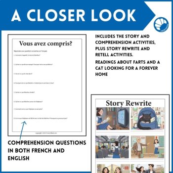 Beginning French reading Compréhension de Lecture short story Farting Cat, image 3