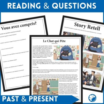 Beginning French reading Compréhension de Lecture short story Farting Cat, image 4