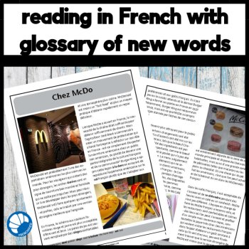 Intermediate French reading Compréhension activity Chez McDo fast food in France, image 2