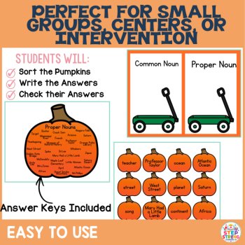 Common and Proper Nouns Centers | Fall Pumpkin Noun Sort| Parts of Speech, image 4