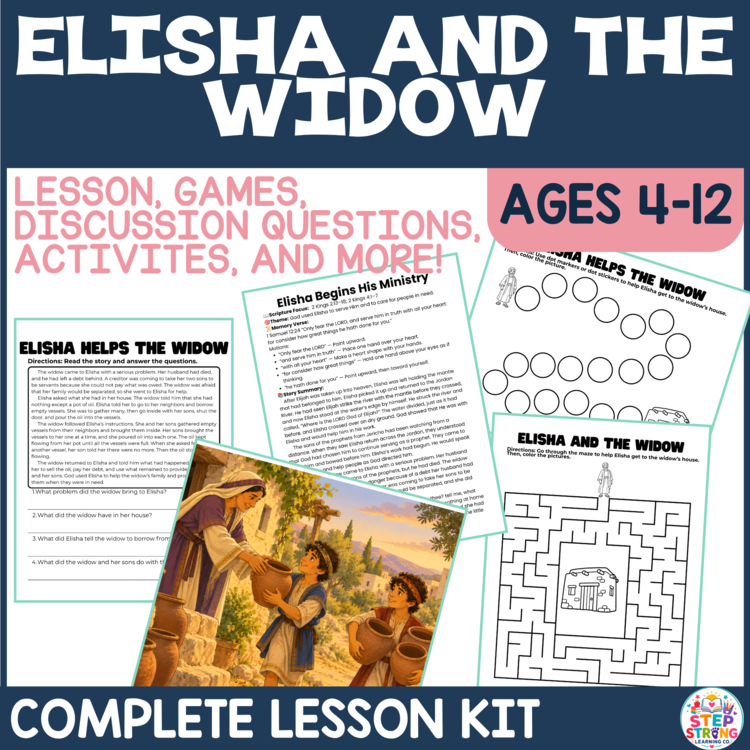 Elisha and the Widow’s Oil Bible Lesson & Activities |Sunday School, Kids Church