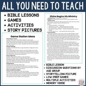 Elisha and the Widow’s Oil Bible Lesson & Activities |Sunday School, Kids Church, image 2