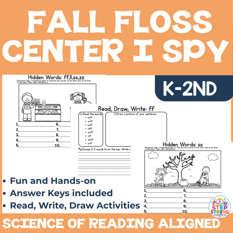 FLOSS Rule Centers | Fall Phonics Activities | FF LL SS ZZ Hidden Word Hunt SOR