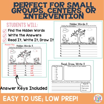 FLOSS Rule Centers | Fall Phonics Activities | FF LL SS ZZ Hidden Word Hunt SOR, image 2