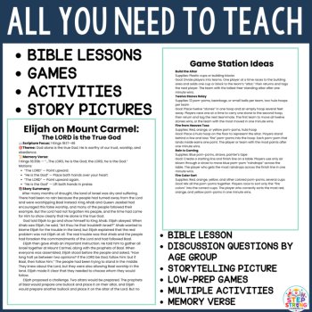 Life of Elijah Lesson and Activities Bundle| Sunday School, Kids Church, image 2